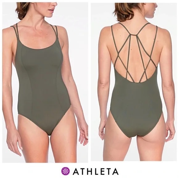 Athleta Cortes One Piece Strappy Back Swimsuit Sz M - Picture 1 of 14